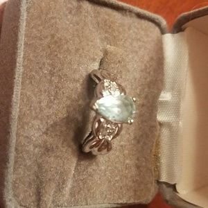 Pale Blue/Grey Pear Shape Ring